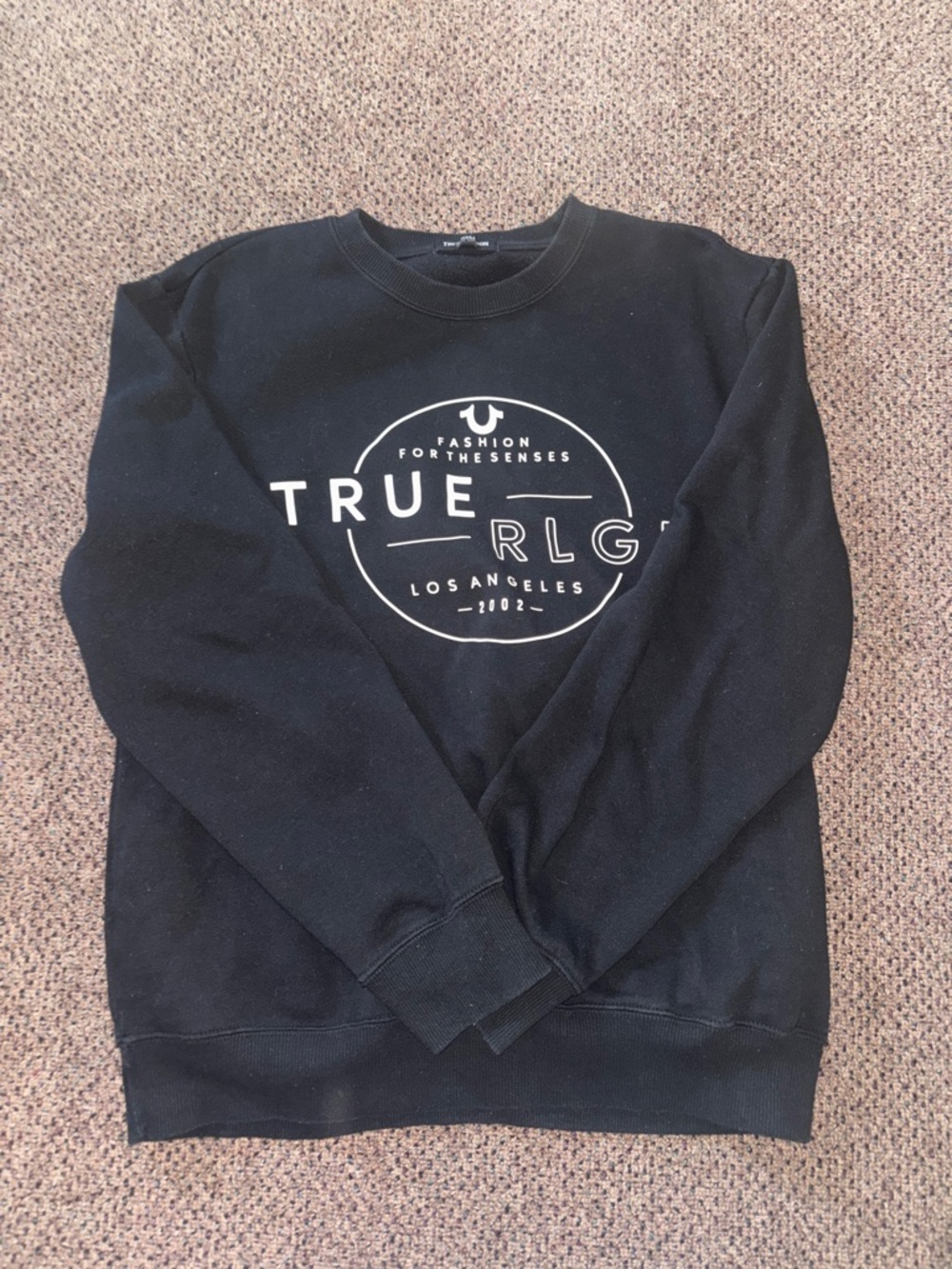 True Religion Black Crew Sweatshirt with White Logo